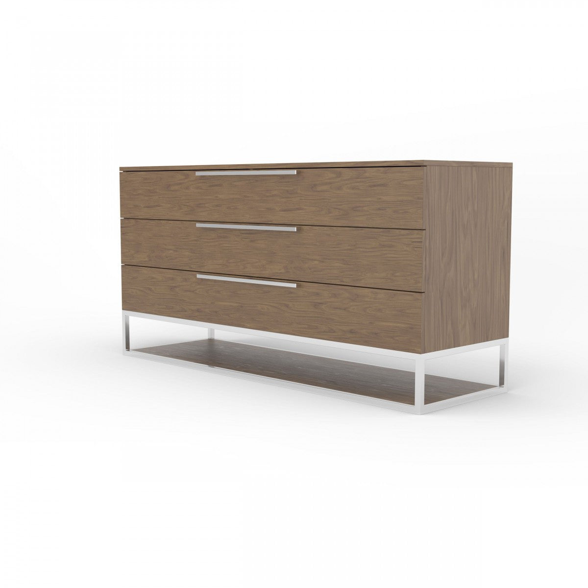 Modrest Heloise Contemporary Walnut & Stainless Steel Dresser