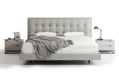 Modrest Hera Modern Grey Leatherette Bed – Sleek Upholstered Platform Bed Frame