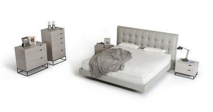 Modrest Hera Modern Grey Leatherette Bed – Sleek Upholstered Platform Bed Frame