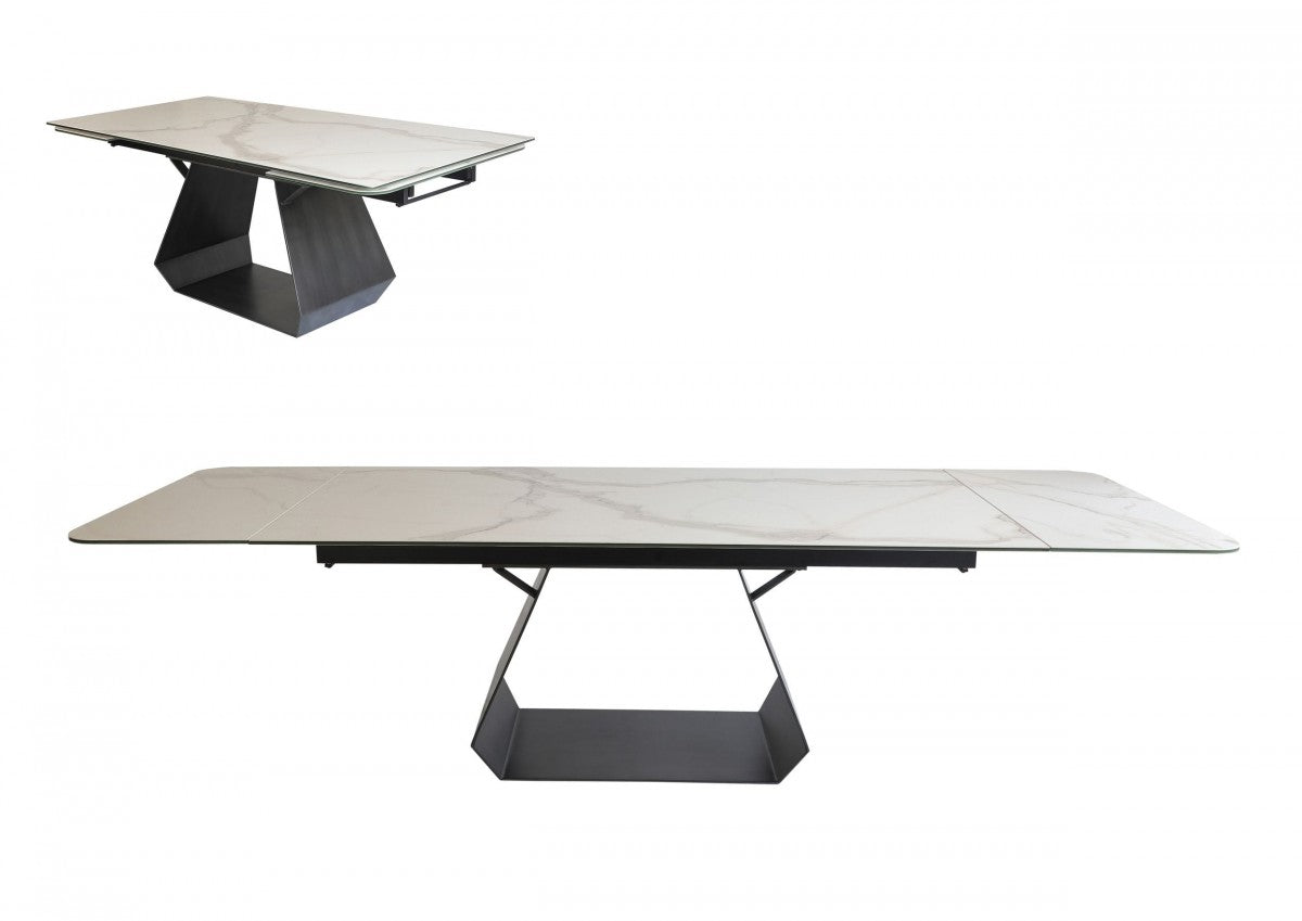Modrest Howell - Modern White Ceramic Extendable Dining Table
