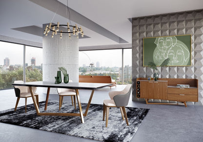 Modrest James Contemporary Walnut & White Dining Table
