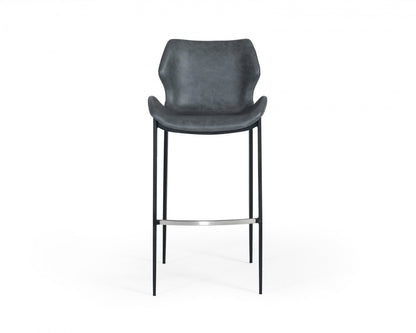 Modrest Ithaca Industrial Dark Grey Eco-Leather Bar Stool (Set of 2)