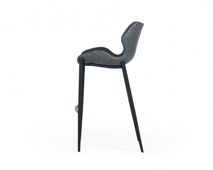 Modrest Ithaca Industrial Dark Grey Eco-Leather Bar Stool (Set of 2)
