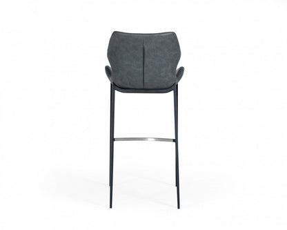Modrest Ithaca Industrial Dark Grey Eco-Leather Bar Stool (Set of 2)
