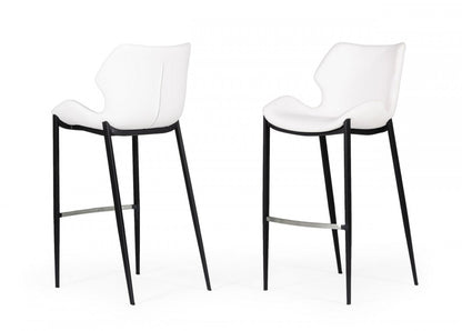 Modrest Ithaca Modern White Leatherette Bar Stool (Set of 2)