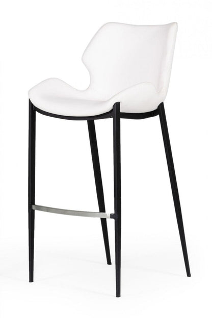 Modrest Ithaca Modern White Leatherette Bar Stool (Set of 2)