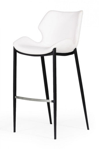 Modrest Ithaca Modern White Leatherette Bar Stool (Set of 2)