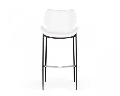 Modrest Ithaca Modern White Leatherette Bar Stool (Set of 2)