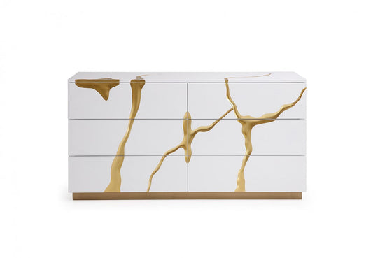 Modrest Aspen Modern White & Gold Dresser