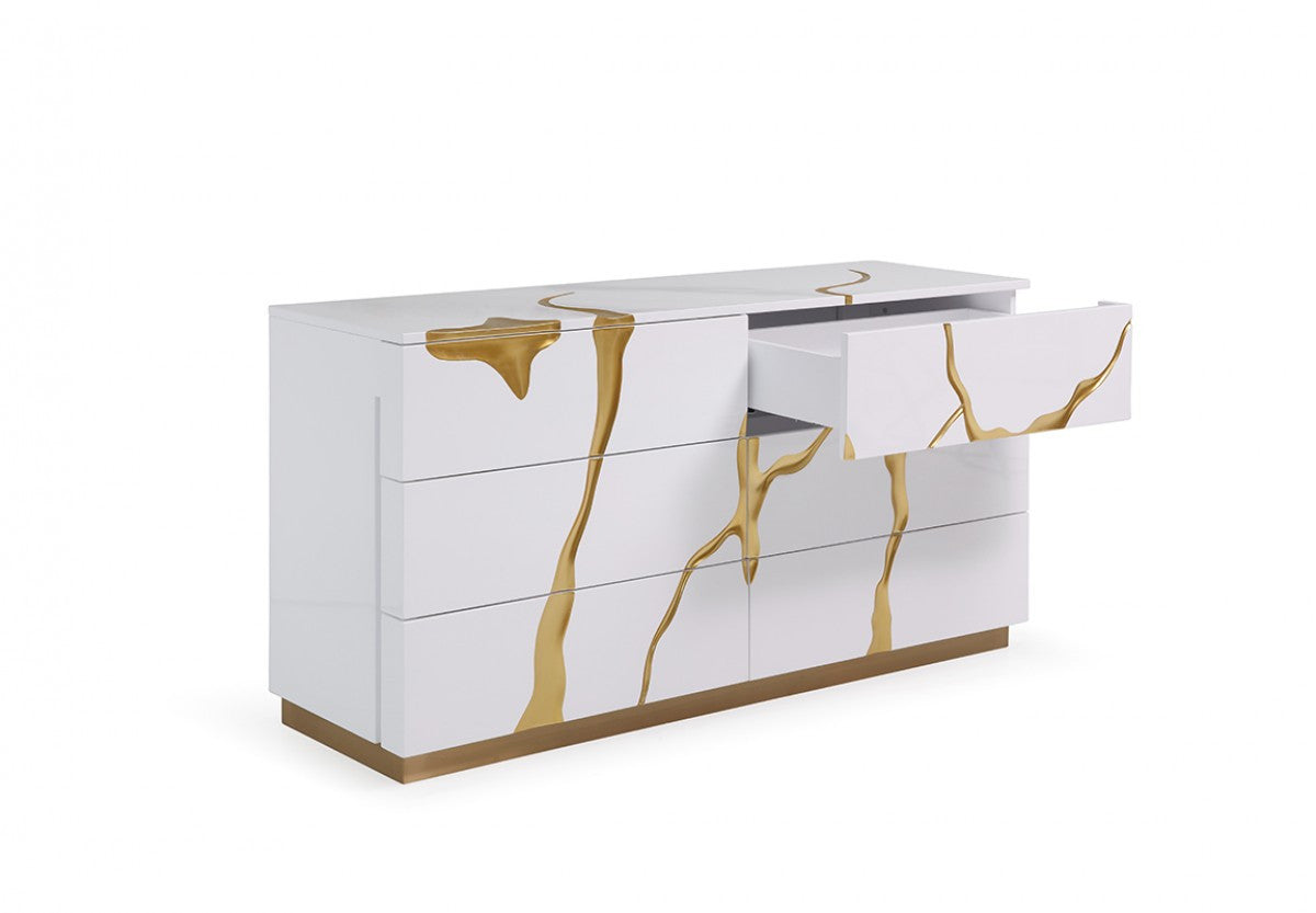 Modrest Aspen Modern White & Gold Dresser