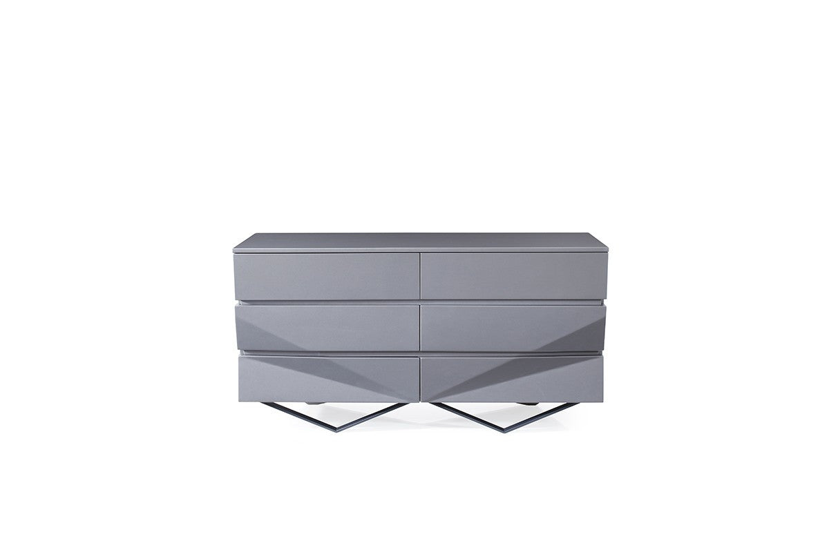 Modrest Duke Modern Grey & Black Gun Chrome Dresser