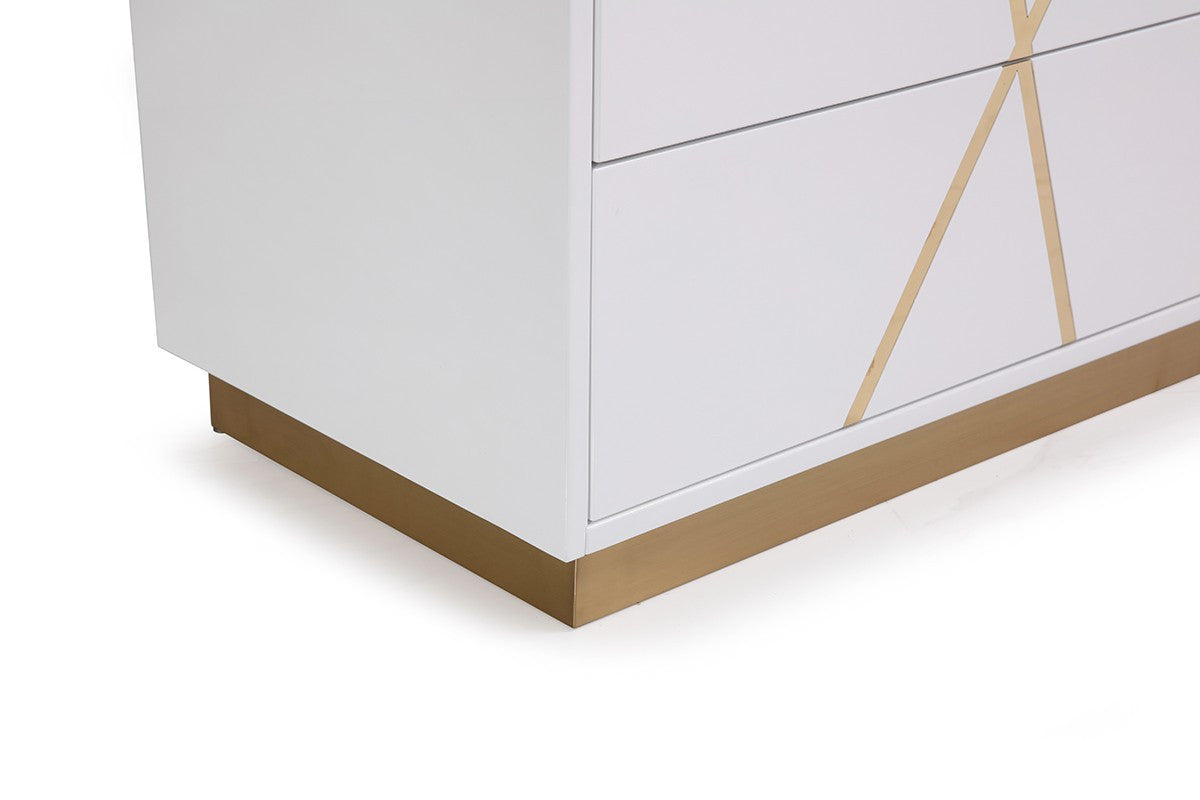 Modrest Nixa Modern White & Gold Dresser