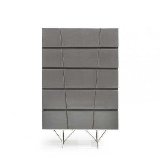 Modrest Chrysler Modern Grey 5-Drawer Chest – Contemporary Bedroom Storage