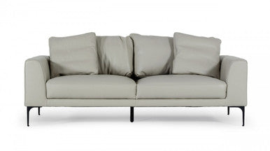 Divani Casa Jacoba Modern Light Grey Leather Sofa