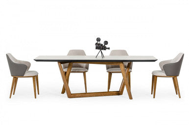 Modrest James Contemporary Walnut & White Dining Table