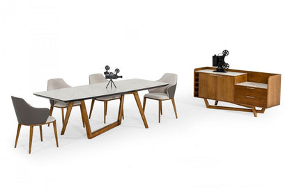 Modrest James Contemporary Walnut & White Dining Table
