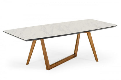 Modrest James Contemporary Walnut & White Dining Table