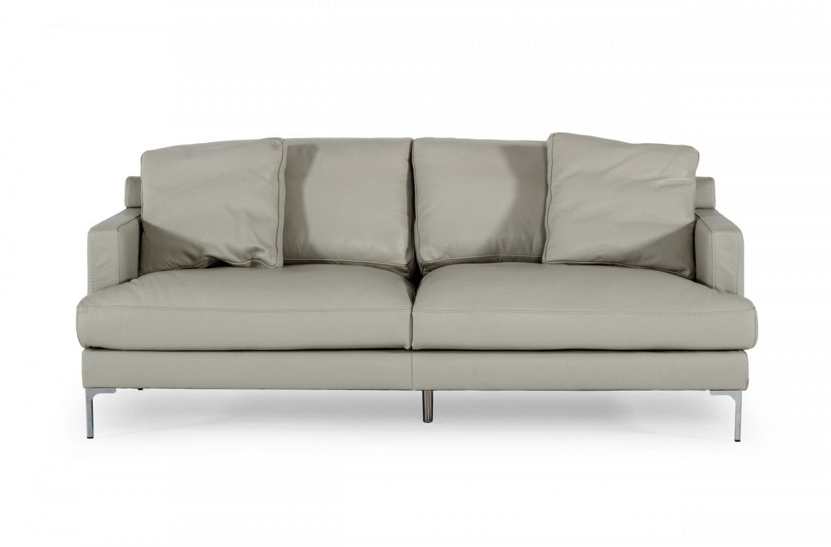 Divani Casa Janina Modern Light Grey Leather Sofa