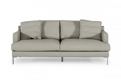 Divani Casa Janina Modern Light Grey Leather Sofa