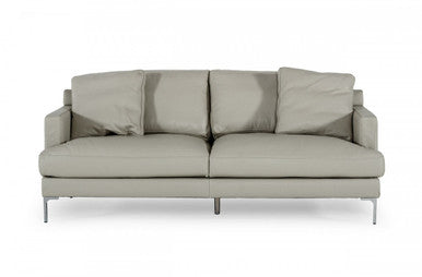 Divani Casa Janina Modern Light Grey Leather Sofa