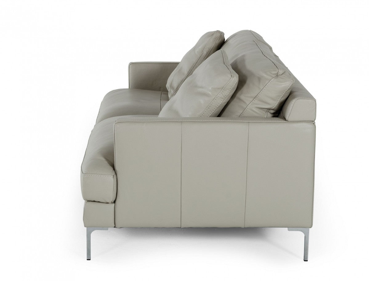 Divani Casa Janina Modern Light Grey Leather Sofa