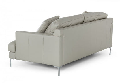 Divani Casa Janina Modern Light Grey Leather Sofa