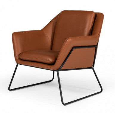 Modrest Jennifer Industrial Brown Eco-Leather Accent Chair