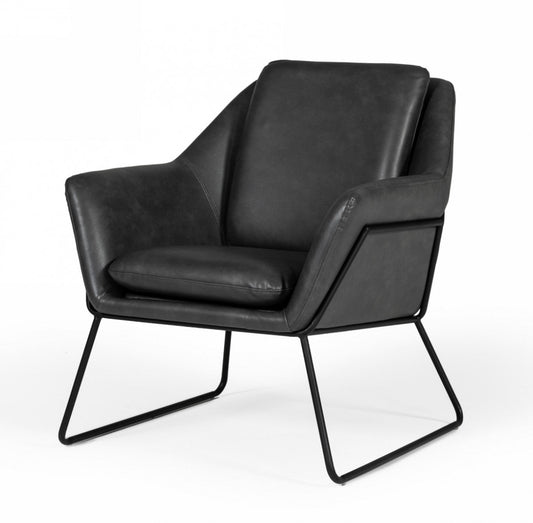 Modrest Jennifer Industrial Dark Grey Eco-Leather Accent Chair