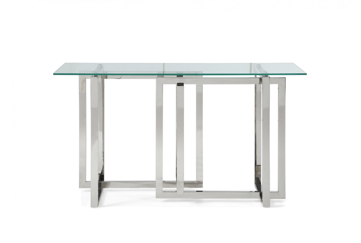 Modrest Valiant Modern Glass & Stainless Steel Console Table