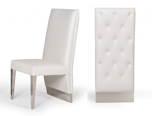 Modrest Kilson Modern White Leatherette & Stainless Steel Dining Chair (Set of 2) (Set of 2)