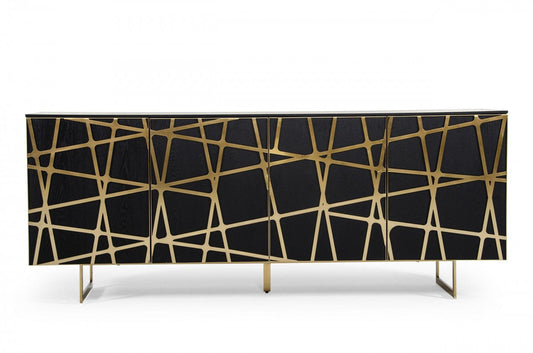 Modrest Kilson Modern Black Oak & Champagne Gold Buffet