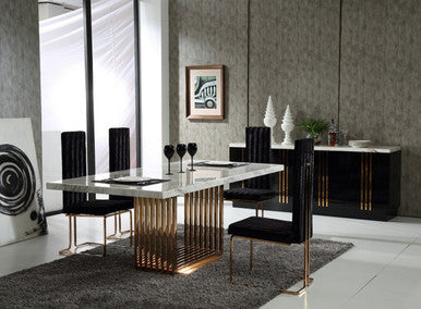 Modrest Kingsley Modern Marble & Rosegold Dining Table