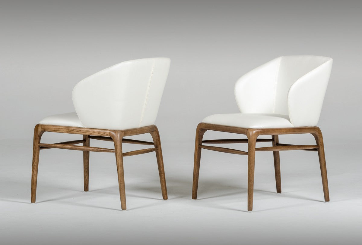 Modrest Kipling Modern Cream & Walnut Dining Chair