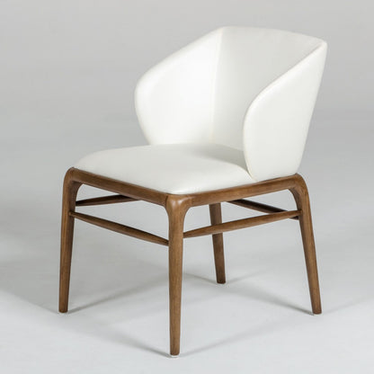 Modrest Kipling Modern Cream & Walnut Dining Chair – Elegant Contemporary Upholstered Seating