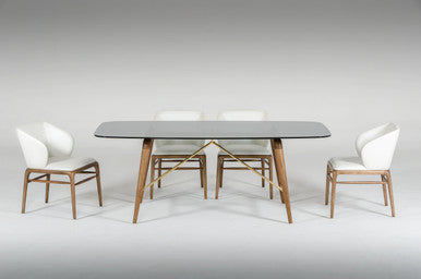 Modrest Kipling Modern Smoked Glass & Walnut Dining Table