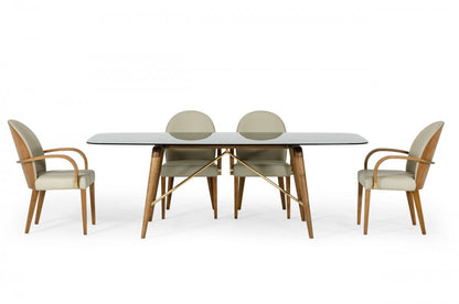 Modrest Kipling Modern Smoked Glass & Walnut Large Dining Table