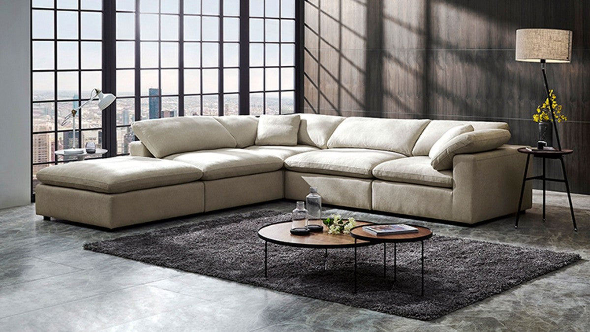 Divani Casa Kramer Modern Modular Cream Fabric Sectional Sofa