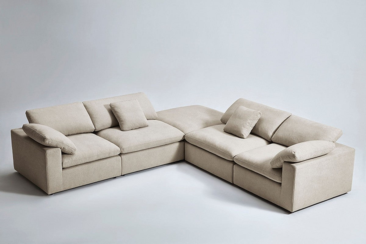 Divani Casa Kramer Modern Modular Cream Fabric Sectional Sofa