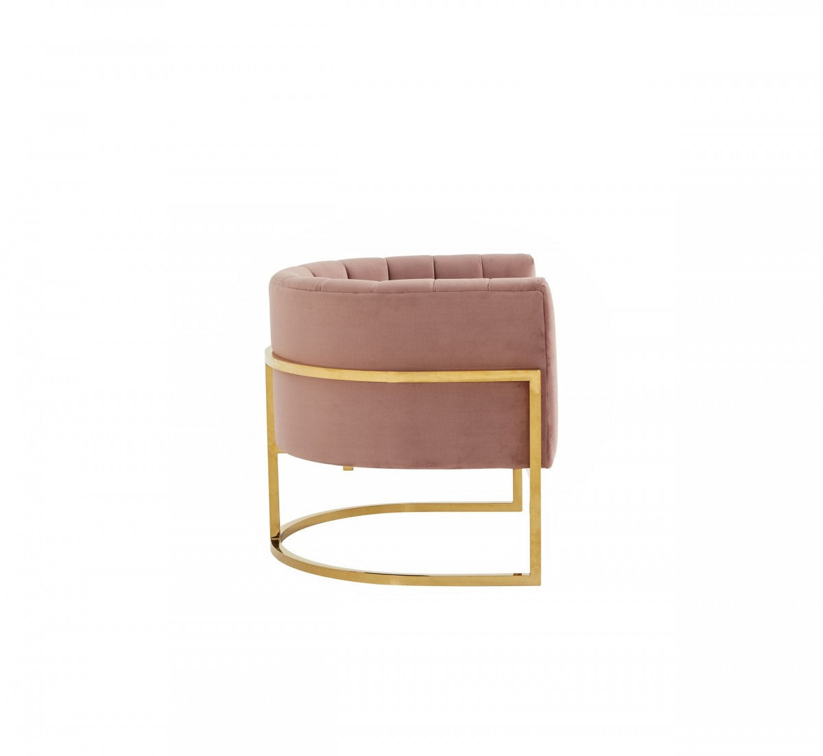 Modrest Landau Modern Pink Velvet & Gold Stainless Steel Accent Chair