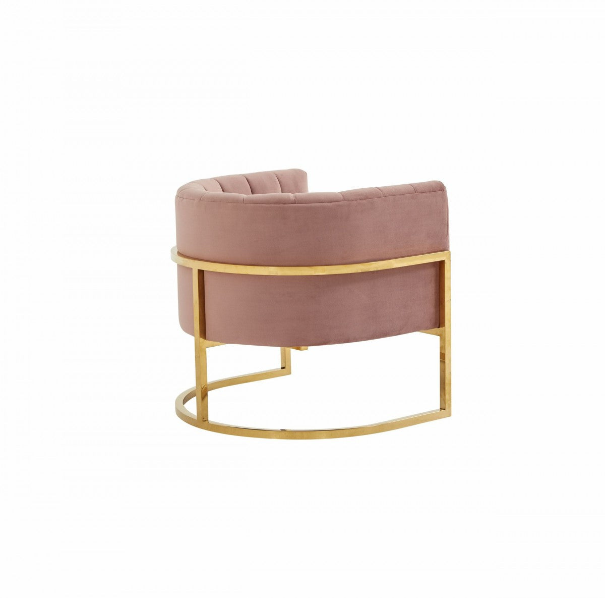 Modrest Landau Modern Pink Velvet & Gold Stainless Steel Accent Chair