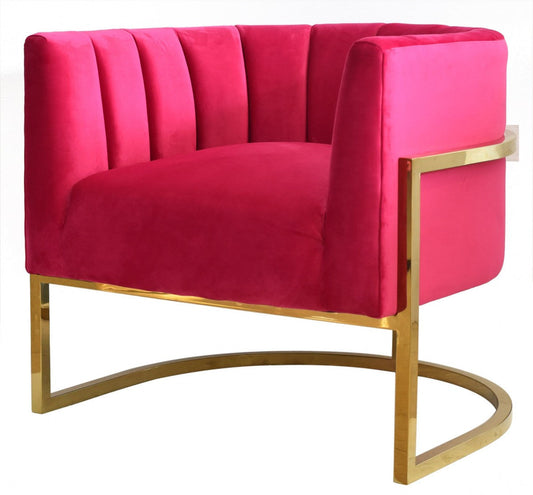 Modrest Landau - Pink Velvet + Gold Accent Chair