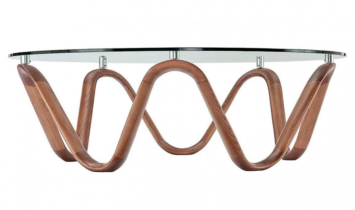 Modrest Lassen Modern Glass & Walnut Coffee Table