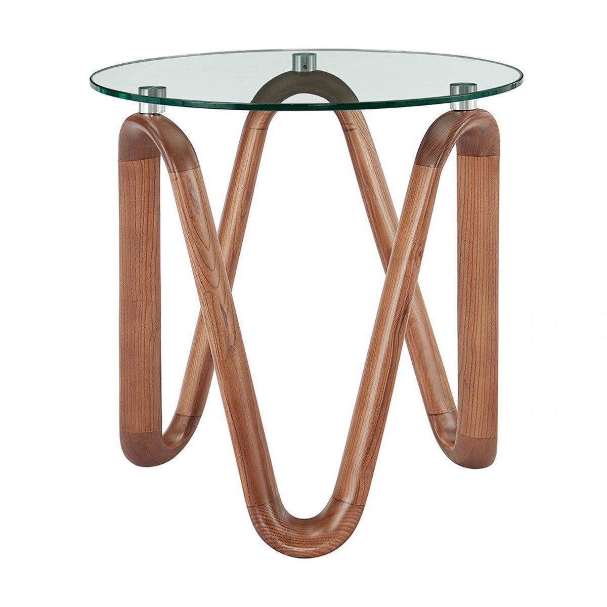 Modrest Lassen Modern Glass & Walnut End Table