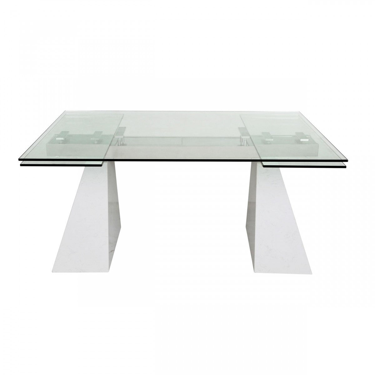 Modrest Latrobe Modern Extendable Quartz Stone & Glass Dining Table