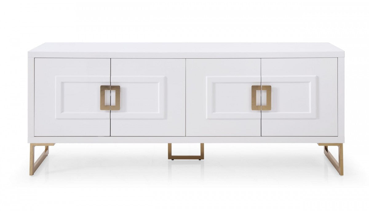 Modrest Leah Contemporary White High Gloss & Champagne Gold Buffet