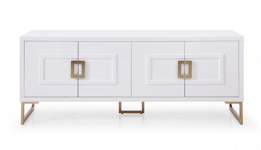 Modrest Leah Contemporary White High Gloss & Champagne Gold Buffet