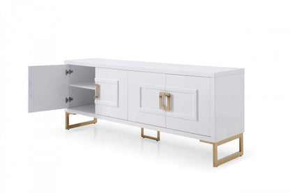 Modrest Leah Contemporary White High Gloss & Champagne Gold Buffet