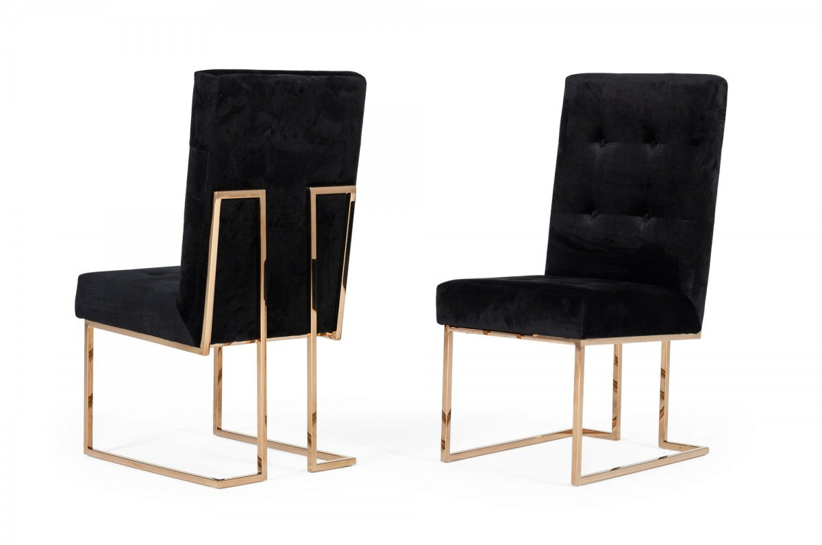 Modrest Legend Modern Black & Rosegold Dining Chair (Set of 2)