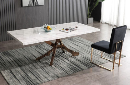 Modrest Legend Modern White Marble & Rosegold Dining Table