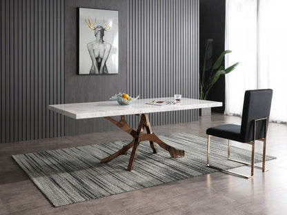 Modrest Legend Modern White Marble & Rosegold Dining Table